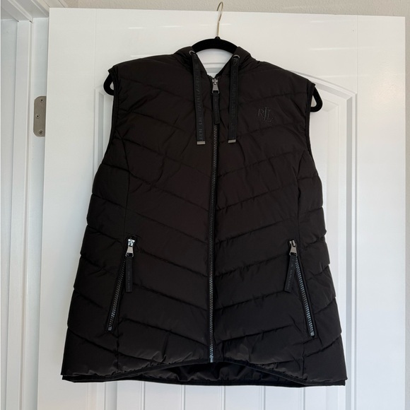 Lauren Ralph Lauren Hooded Stretch Puffer Vest Womens Sz L Black MSRP $150 - Picture 2 of 12